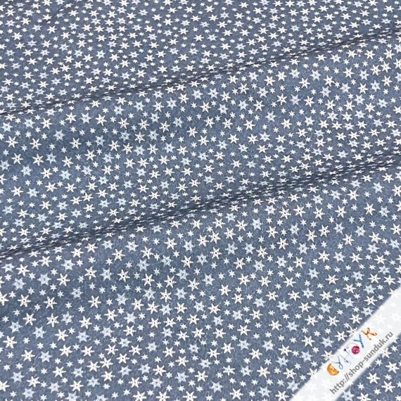 Отрез датского хлопка с мелкими снежинками "WINTER 4 YOU" [21-003]